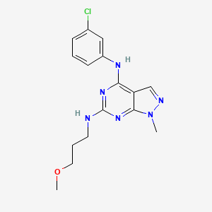 molecular formula C16H19ClN6O B11283681 N~4~-(3-chlorophenyl)-N~6~-(3-methoxypropyl)-1-methyl-1H-pyrazolo[3,4-d]pyrimidine-4,6-diamine 