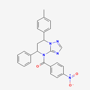 molecular formula C25H21N5O3 B11283697 [7-(4-methylphenyl)-5-phenyl-6,7-dihydro[1,2,4]triazolo[1,5-a]pyrimidin-4(5H)-yl](4-nitrophenyl)methanone 