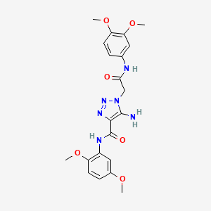 molecular formula C21H24N6O6 B11283867 5-amino-N-(2,5-dimethoxyphenyl)-1-{2-[(3,4-dimethoxyphenyl)amino]-2-oxoethyl}-1H-1,2,3-triazole-4-carboxamide 