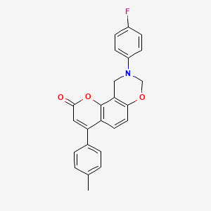 molecular formula C24H18FNO3 B11283940 9-(4-fluorophenyl)-4-(4-methylphenyl)-9,10-dihydro-2H,8H-chromeno[8,7-e][1,3]oxazin-2-one 