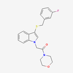molecular formula C21H21FN2O2S B11283945 2-(3-((3-fluorobenzyl)thio)-1H-indol-1-yl)-1-morpholinoethanone 