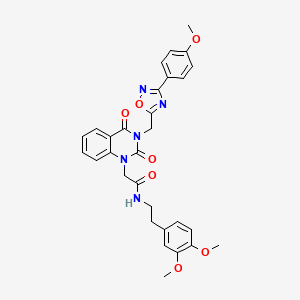 molecular formula C30H29N5O7 B11284045 N-(3,4-dimethoxyphenethyl)-2-(3-((3-(4-methoxyphenyl)-1,2,4-oxadiazol-5-yl)methyl)-2,4-dioxo-3,4-dihydroquinazolin-1(2H)-yl)acetamide 