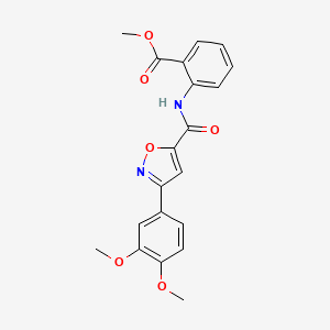 molecular formula C20H18N2O6 B11284075 Methyl 2-({[3-(3,4-dimethoxyphenyl)-1,2-oxazol-5-yl]carbonyl}amino)benzoate 