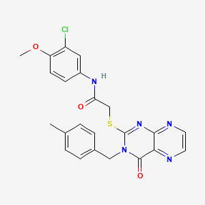 molecular formula C23H20ClN5O3S B11284461 N-(3-chloro-4-methoxyphenyl)-2-({3-[(4-methylphenyl)methyl]-4-oxo-3,4-dihydropteridin-2-yl}sulfanyl)acetamide 
