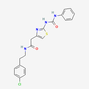 molecular formula C20H19ClN4O2S B11284516 N-(4-chlorophenethyl)-2-(2-(3-phenylureido)thiazol-4-yl)acetamide 