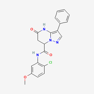 molecular formula C20H17ClN4O3 B11286340 N-(2-chloro-5-methoxyphenyl)-5-hydroxy-3-phenyl-6,7-dihydropyrazolo[1,5-a]pyrimidine-7-carboxamide 