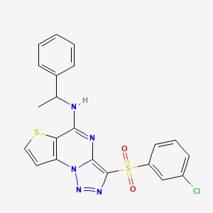 molecular formula C21H16ClN5O2S2 B11288518 3-[(3-chlorophenyl)sulfonyl]-N-(1-phenylethyl)thieno[2,3-e][1,2,3]triazolo[1,5-a]pyrimidin-5-amine 
