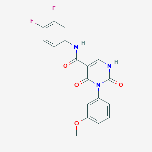molecular formula C18H13F2N3O4 B11288601 N-(3,4-difluorophenyl)-3-(3-methoxyphenyl)-2,4-dioxo-1,2,3,4-tetrahydropyrimidine-5-carboxamide 