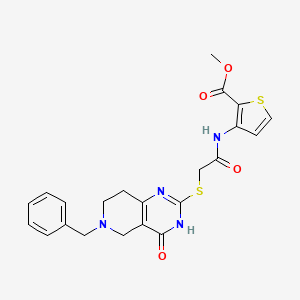 molecular formula C22H22N4O4S2 B11288766 Methyl 3-(2-((6-benzyl-4-oxo-3,4,5,6,7,8-hexahydropyrido[4,3-d]pyrimidin-2-yl)thio)acetamido)thiophene-2-carboxylate 