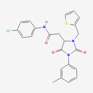 molecular formula C23H20ClN3O3S B11288934 N-(4-chlorophenyl)-2-[1-(3-methylphenyl)-2,5-dioxo-3-(thiophen-2-ylmethyl)imidazolidin-4-yl]acetamide 