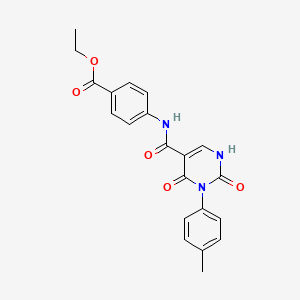 molecular formula C21H19N3O5 B11289049 Ethyl 4-(2,4-dioxo-3-(p-tolyl)-1,2,3,4-tetrahydropyrimidine-5-carboxamido)benzoate 