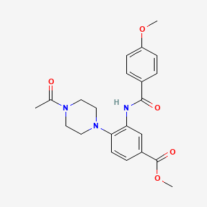 molecular formula C22H25N3O5 B11289064 Methyl 4-(4-acetylpiperazin-1-yl)-3-{[(4-methoxyphenyl)carbonyl]amino}benzoate 