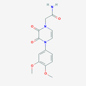 molecular formula C14H15N3O5 B11289099 2-(4-(3,4-dimethoxyphenyl)-2,3-dioxo-3,4-dihydropyrazin-1(2H)-yl)acetamide 