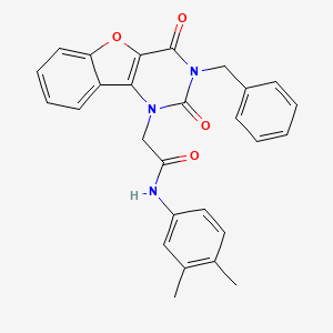 molecular formula C27H23N3O4 B11289157 2-(3-benzyl-2,4-dioxo-3,4-dihydrobenzofuro[3,2-d]pyrimidin-1(2H)-yl)-N-(3,4-dimethylphenyl)acetamide 