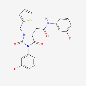 molecular formula C23H20FN3O4S B11289222 N-(3-fluorophenyl)-2-[1-(3-methoxyphenyl)-2,5-dioxo-3-(thiophen-2-ylmethyl)imidazolidin-4-yl]acetamide 