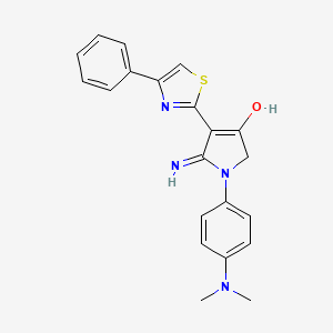 molecular formula C21H20N4OS B11289402 5-amino-1-[4-(dimethylamino)phenyl]-4-(4-phenyl-1,3-thiazol-2-yl)-1,2-dihydro-3H-pyrrol-3-one 