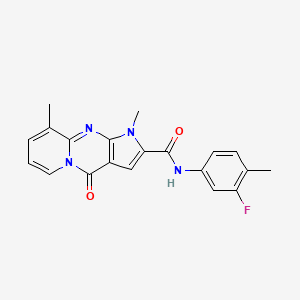 molecular formula C20H17FN4O2 B11289431 N-(3-fluoro-4-methylphenyl)-1,9-dimethyl-4-oxo-1,4-dihydropyrido[1,2-a]pyrrolo[2,3-d]pyrimidine-2-carboxamide 