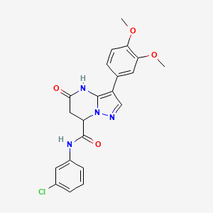 molecular formula C21H19ClN4O4 B11289450 N-(3-chlorophenyl)-3-(3,4-dimethoxyphenyl)-5-hydroxy-6,7-dihydropyrazolo[1,5-a]pyrimidine-7-carboxamide 