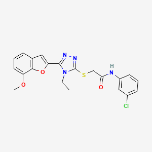molecular formula C21H19ClN4O3S B11289459 N-(3-chlorophenyl)-2-{[4-ethyl-5-(7-methoxy-1-benzofuran-2-yl)-4H-1,2,4-triazol-3-yl]sulfanyl}acetamide 