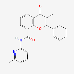 molecular formula C23H18N2O3 B11289521 3-methyl-N-(6-methylpyridin-2-yl)-4-oxo-2-phenyl-4H-chromene-8-carboxamide 