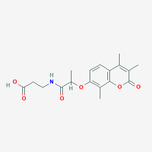 molecular formula C18H21NO6 B11289536 N-{2-[(3,4,8-trimethyl-2-oxo-2H-chromen-7-yl)oxy]propanoyl}-beta-alanine 