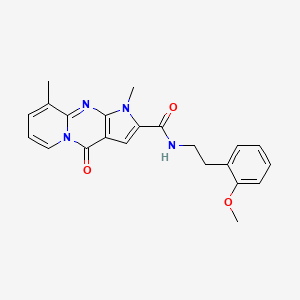 molecular formula C22H22N4O3 B11289578 N-[2-(2-methoxyphenyl)ethyl]-1,9-dimethyl-4-oxo-1,4-dihydropyrido[1,2-a]pyrrolo[2,3-d]pyrimidine-2-carboxamide 