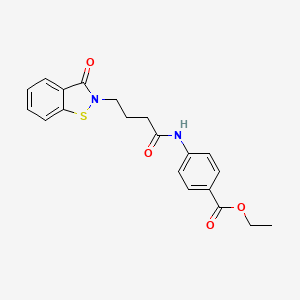 molecular formula C20H20N2O4S B11289590 ethyl 4-{[4-(3-oxo-1,2-benzothiazol-2(3H)-yl)butanoyl]amino}benzoate 