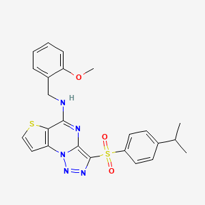 molecular formula C24H23N5O3S2 B11289718 N-(2-methoxybenzyl)-3-{[4-(propan-2-yl)phenyl]sulfonyl}thieno[2,3-e][1,2,3]triazolo[1,5-a]pyrimidin-5-amine 