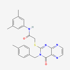 molecular formula C24H23N5O2S B11289737 N-(3,5-dimethylphenyl)-2-({3-[(4-methylphenyl)methyl]-4-oxo-3,4-dihydropteridin-2-yl}sulfanyl)acetamide 