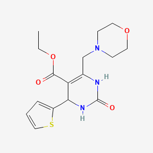 molecular formula C16H21N3O4S B11290020 Ethyl 6-(morpholin-4-ylmethyl)-2-oxo-4-(thiophen-2-yl)-1,2,3,4-tetrahydropyrimidine-5-carboxylate 