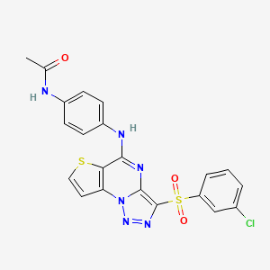 molecular formula C21H15ClN6O3S2 B11290074 N-[4-({3-[(3-chlorophenyl)sulfonyl]thieno[2,3-e][1,2,3]triazolo[1,5-a]pyrimidin-5-yl}amino)phenyl]acetamide 