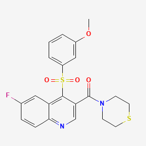 molecular formula C21H19FN2O4S2 B11290109 {6-Fluoro-4-[(3-methoxyphenyl)sulfonyl]quinolin-3-yl}(thiomorpholin-4-yl)methanone 