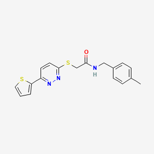 molecular formula C18H17N3OS2 B11290137 N-(4-methylbenzyl)-2-((6-(thiophen-2-yl)pyridazin-3-yl)thio)acetamide 