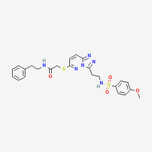 molecular formula C24H26N6O4S2 B11290445 2-((3-(2-(4-methoxyphenylsulfonamido)ethyl)-[1,2,4]triazolo[4,3-b]pyridazin-6-yl)thio)-N-phenethylacetamide 