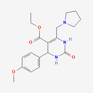 molecular formula C19H25N3O4 B11290515 Ethyl 4-(4-methoxyphenyl)-2-oxo-6-(pyrrolidin-1-ylmethyl)-1,2,3,4-tetrahydropyrimidine-5-carboxylate 