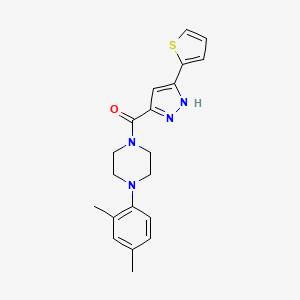 molecular formula C20H22N4OS B11290537 1-(2,4-Dimethylphenyl)-4-[3-(thiophen-2-YL)-1H-pyrazole-5-carbonyl]piperazine 