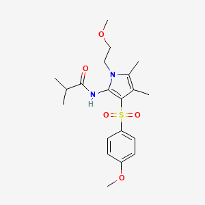 molecular formula C20H28N2O5S B11290590 N-{1-(2-methoxyethyl)-3-[(4-methoxyphenyl)sulfonyl]-4,5-dimethyl-1H-pyrrol-2-yl}-2-methylpropanamide 