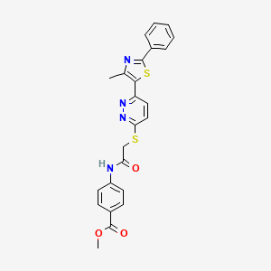 molecular formula C24H20N4O3S2 B11290599 Methyl 4-(2-((6-(4-methyl-2-phenylthiazol-5-yl)pyridazin-3-yl)thio)acetamido)benzoate 