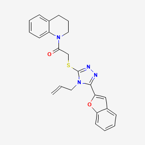 molecular formula C24H22N4O2S B11290651 2-{[5-(1-benzofuran-2-yl)-4-(prop-2-en-1-yl)-4H-1,2,4-triazol-3-yl]sulfanyl}-1-(3,4-dihydroquinolin-1(2H)-yl)ethanone 