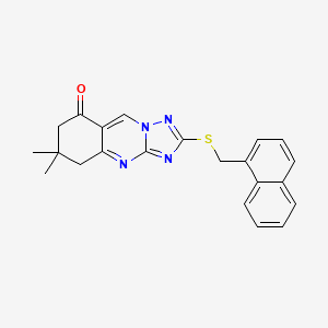 molecular formula C22H20N4OS B11290676 6,6-dimethyl-2-[(naphthalen-1-ylmethyl)sulfanyl]-6,7-dihydro[1,2,4]triazolo[5,1-b]quinazolin-8(5H)-one 