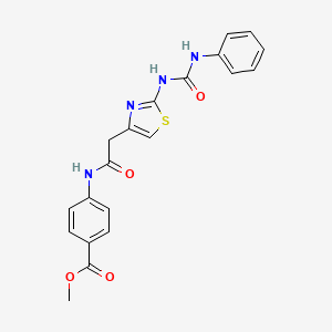 molecular formula C20H18N4O4S B11290698 Methyl 4-(2-(2-(3-phenylureido)thiazol-4-yl)acetamido)benzoate 