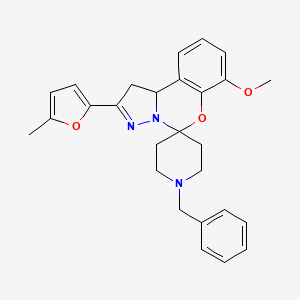 molecular formula C27H29N3O3 B11290732 1-Benzyl-7'-methoxy-2'-(5-methyl-2-furyl)-1',10b'-dihydrospiro[piperidine-4,5'-pyrazolo[1,5-c][1,3]benzoxazine] 