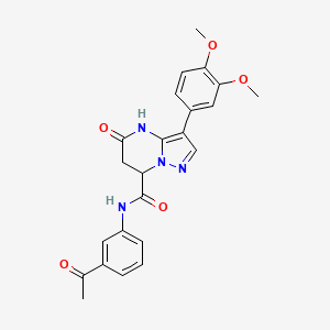 molecular formula C23H22N4O5 B11290804 N-(3-acetylphenyl)-3-(3,4-dimethoxyphenyl)-5-hydroxy-6,7-dihydropyrazolo[1,5-a]pyrimidine-7-carboxamide 