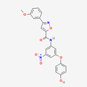 molecular formula C23H17N3O7 B11290824 N-[3-(4-hydroxyphenoxy)-5-nitrophenyl]-3-(3-methoxyphenyl)-1,2-oxazole-5-carboxamide 