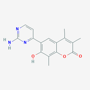 molecular formula C16H15N3O3 B11290834 6-(2-aminopyrimidin-4-yl)-7-hydroxy-3,4,8-trimethyl-2H-chromen-2-one 