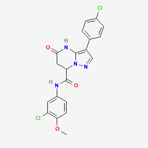 molecular formula C20H16Cl2N4O3 B11290971 N-(3-chloro-4-methoxyphenyl)-3-(4-chlorophenyl)-5-hydroxy-6,7-dihydropyrazolo[1,5-a]pyrimidine-7-carboxamide 