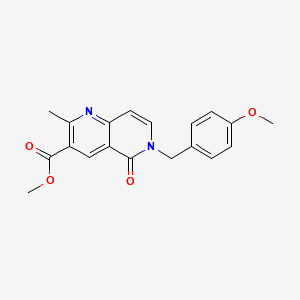 molecular formula C19H18N2O4 B11290994 Methyl 6-(4-methoxybenzyl)-2-methyl-5-oxo-5,6-dihydro-1,6-naphthyridine-3-carboxylate 