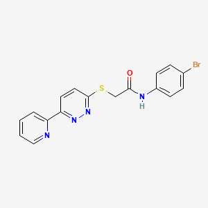 molecular formula C17H13BrN4OS B11291000 N-(4-bromophenyl)-2-((6-(pyridin-2-yl)pyridazin-3-yl)thio)acetamide 