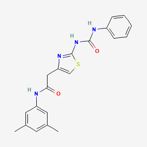 molecular formula C20H20N4O2S B11291056 N-(3,5-dimethylphenyl)-2-(2-(3-phenylureido)thiazol-4-yl)acetamide 