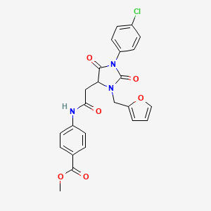 molecular formula C24H20ClN3O6 B11291057 Methyl 4-({[1-(4-chlorophenyl)-3-(furan-2-ylmethyl)-2,5-dioxoimidazolidin-4-yl]acetyl}amino)benzoate 